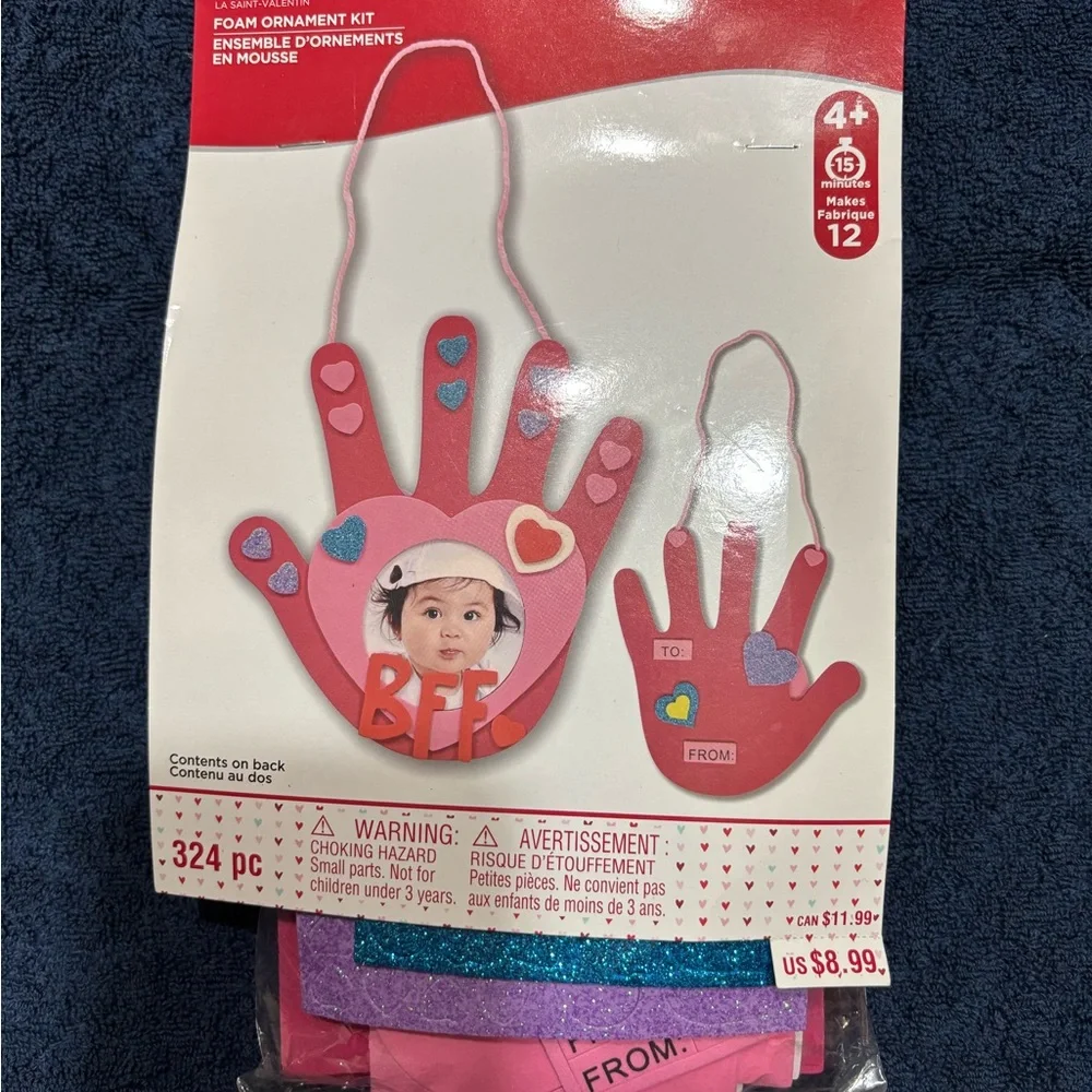 Pink Hand Foam Art Kit, 4 packs of stickers and 1 pack of 30 foam hearts.